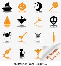 Halloween icon set. Vector illustration.