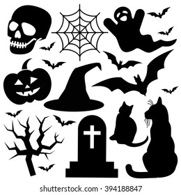 Halloween icon set. Vector illustration.