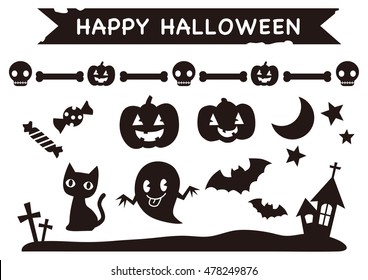 Halloween icon set. Vector illustration.
