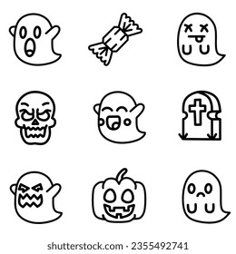 Halloween icon set vector isolated on white background.