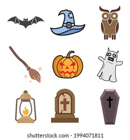 Halloween Icon Set Vector On Trendy Design.