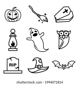 Halloween Icon Set Vector On Trendy Design.