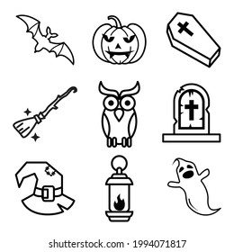 Halloween Icon Set Vector On Trendy Design.