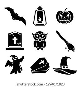 Halloween Icon Set Vector On Trendy Design.