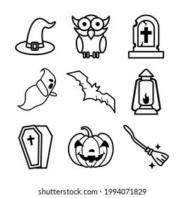 Halloween Icon Set Vector On Trendy Design.