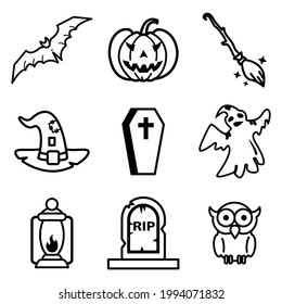 Halloween Icon Set Vector On Trendy Design.