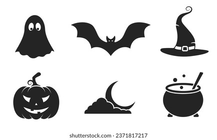 halloween icon set. wizardry, scary and autumn symbols for web design. isolated vector images