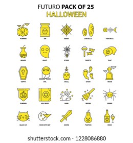 Halloween Icon Set. Yellow Futuro Latest Design icon Pack