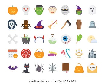 Halloween icon set.Halloween Vector illustration concept.