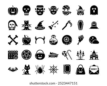 Halloween icon set.Halloween Vector illustration concept.