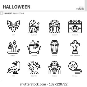 halloween icon set,outline style,vector and illustration set 1