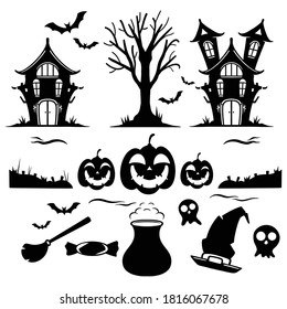 Halloween icon silhouettes vector elements