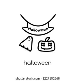 halloween icon. Trendy modern flat linear vector halloween icon on white background from thin line Birthday and Party collection, outline vector illustration