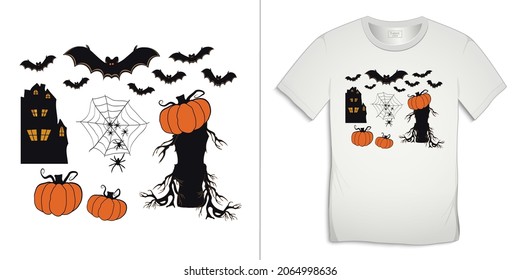 Halloween icon,  t-shirt graphics design vector