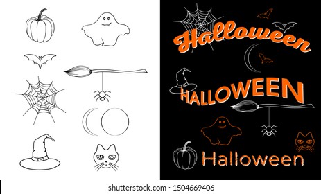 Halloween icon and typography, orange