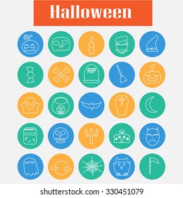 Halloween icon vector color button.