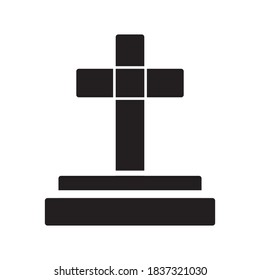 Halloween Icon Vector Illustration : Funeral Gravestone Flat Design Trendy Style