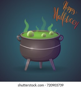 Halloween icon witch's cauldron. Vector illustration.