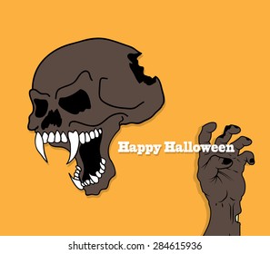 halloween icon - zombie hand and skull