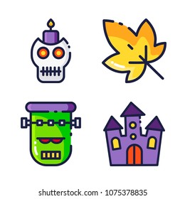 halloween icon.black design color set