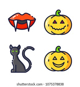 halloween icon.black design color set