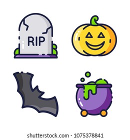 halloween icon.black design color set