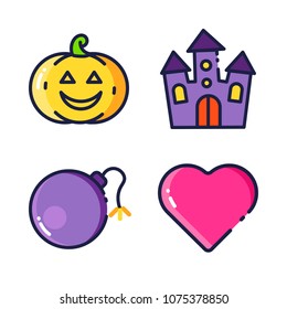 halloween icon.black design color set