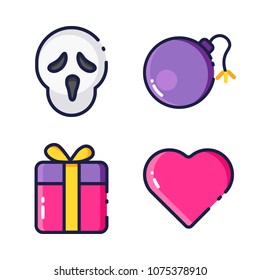 halloween icon.black design color set