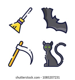 halloween icon.black design color set