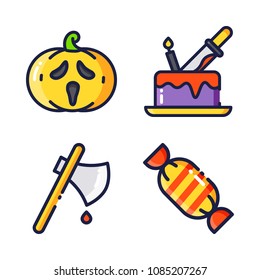 halloween icon.black design color set