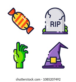 halloween icon.black design color set