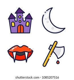 halloween icon.black design color set