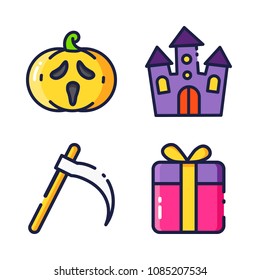 halloween icon.black design color set