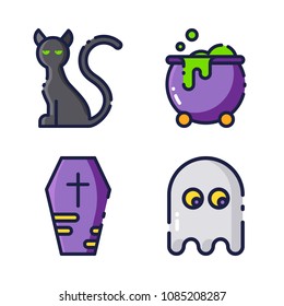halloween icon.black design color set