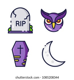 halloween icon.black design color set