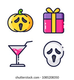 halloween icon.black design color set
