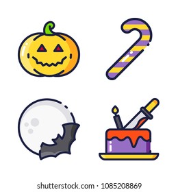 halloween icon.black design color set