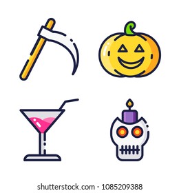 halloween icon.black design color set