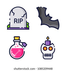 halloween icon.black design color set