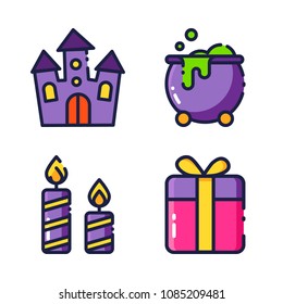 halloween icon.black design color set