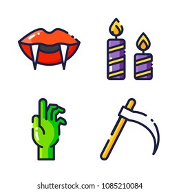 halloween icon.black design color set