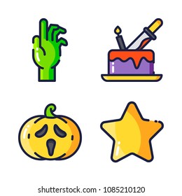 halloween icon.black design color set