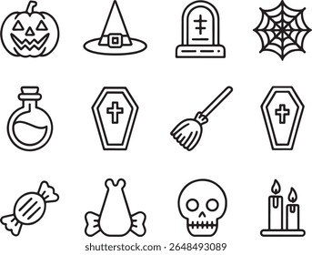 Halloween Iconography A Spooky Collection of Classic Symbols for Festive Designs and Celebrations of the Frightful Holiday