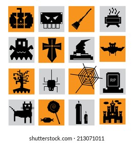 Halloween icons 8 bit