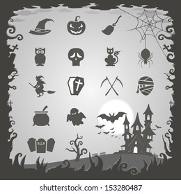 Halloween icons with Halloween background