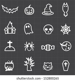 Halloween icons and black background