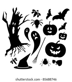 Halloween  icons in black color isolated on white