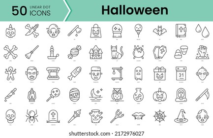 halloween Icons bundle. Linear dot style Icons. Vector illustration