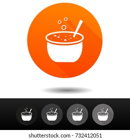 Halloween icons. Cauldron signs. Witches symbol. Vector Circle web buttons.