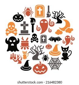 Halloween Icons in Circle Shape